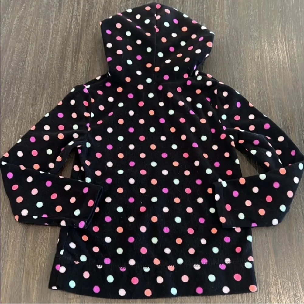 2 The Children’s Place Girls Hoodies- Aqua Leopard Print & Black w Polkadots